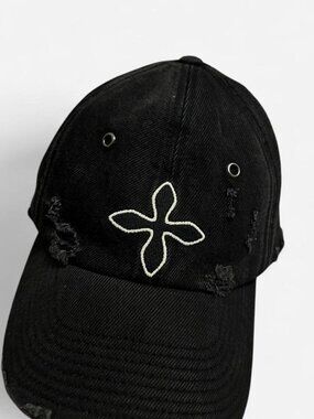 SMFK Black baseball cap with distress detailing and silver studs